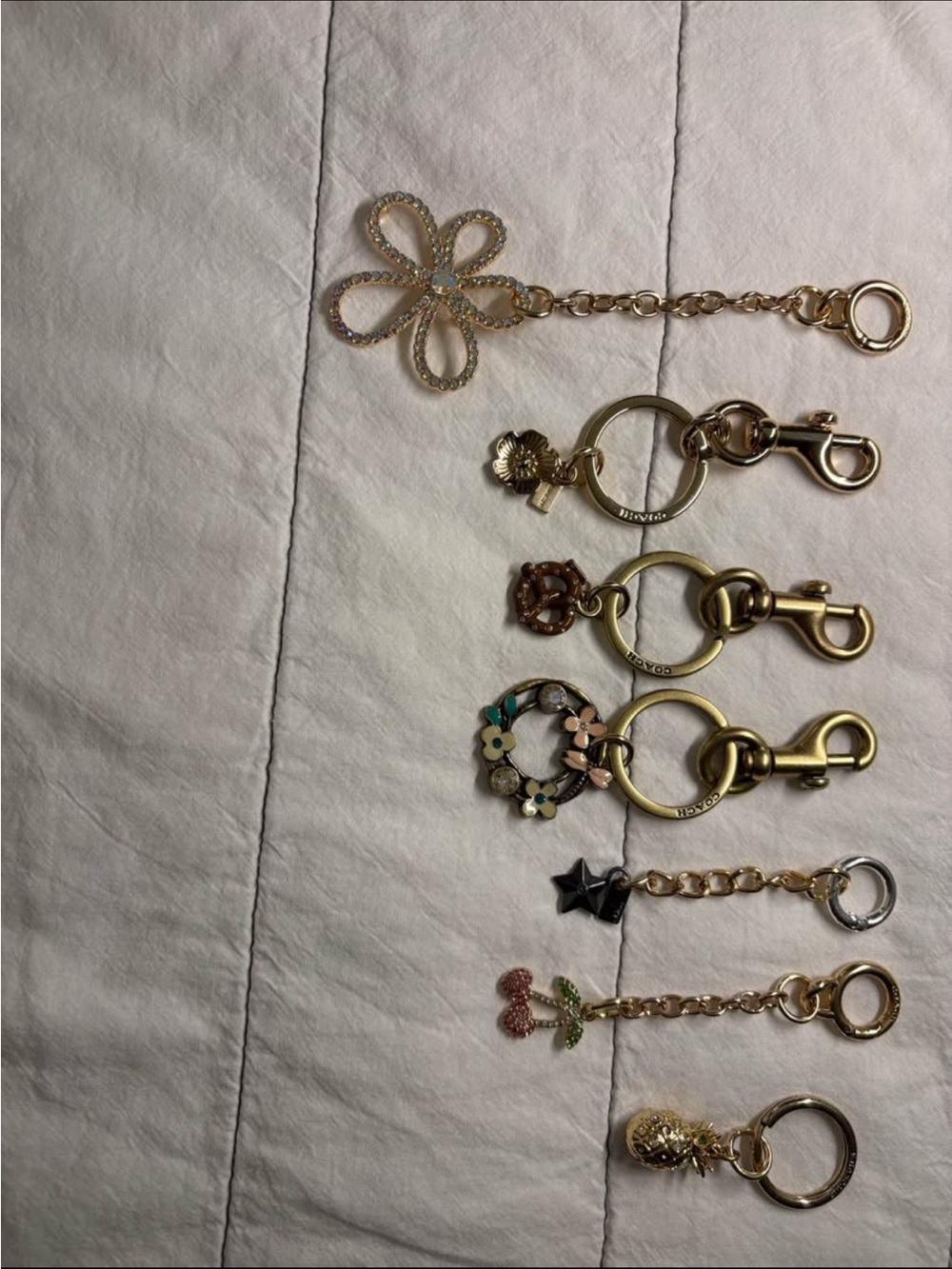 Gold-Tone Floral Keychain Charm Collection HANDMADE